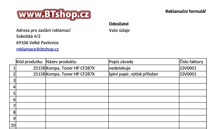 Jak vyplnit formulář